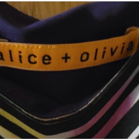 Alice & Olivia Multicolor Striped SKATER 100% Silk Mini Dress Size Medium - Picture 8 of 8
